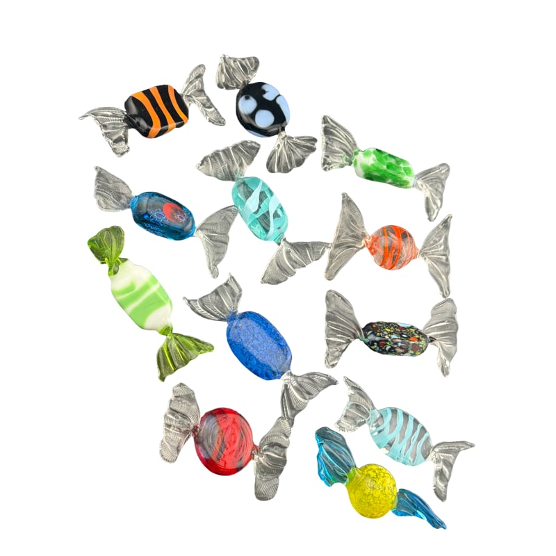 Group Lot of 12 Murano Art Glass Candy: PLEASE READ: If you win this item, please select self arranged for in house shipping when paying invoice Group Lot of 12 Murano Art Glass Candy