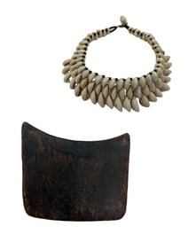 African Headrest and Cowry Shell Necklace
