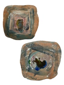 2 Beautiful Ceramic Plates Pottery by Charleston Artist Nina Liu