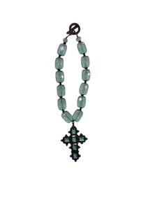 Sterling Silver and Aquamarine Cross Necklace by Celia Harms