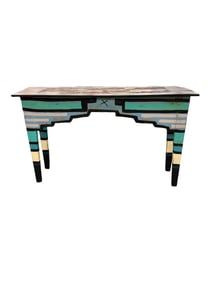 Folk Art Carved and Painted Console Table with horses by Elise Covlin