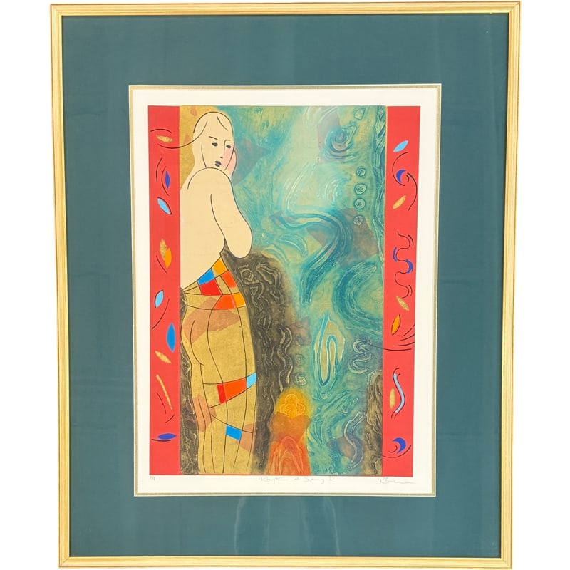 Russell Baker "Rhythm Of Spring I" Signed A.P.: Russell Baker "Rhythm Of Spring I" Signed artists proof - beautiful gold metallic paper frame: 39.5" x 32.25" sight: 28" x 21" **OUT OF HOUSE SHIPPING