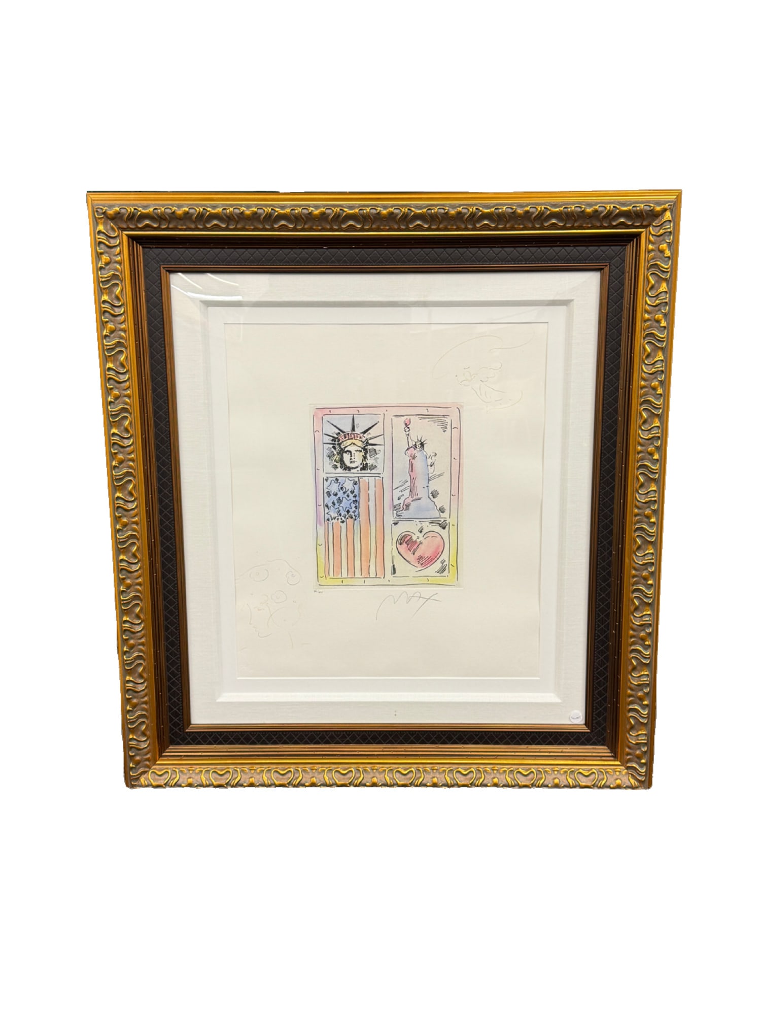 Signed Peter Max "Two Liberties" Lithograph 301/495 (1 of 6)