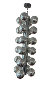Vintage mid century modern Robert Sonneman Chrome Ball Globe Molecule hanging light fixture