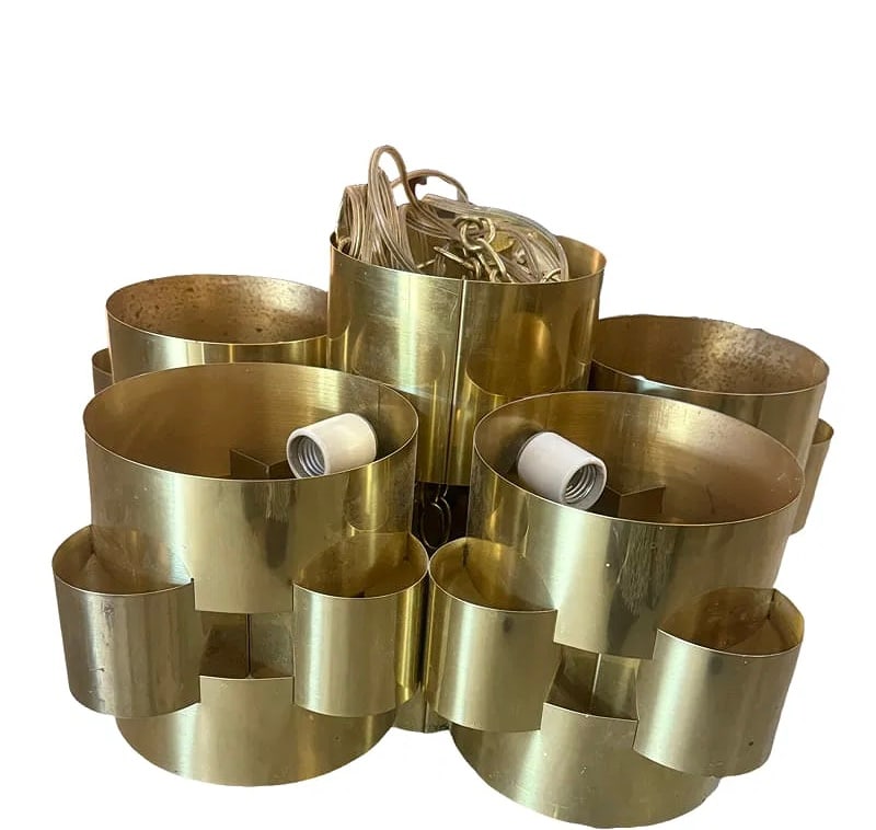 Curtis C Jere Brass Cloud Chandelier - signed and dated 1975 (1 of 4)