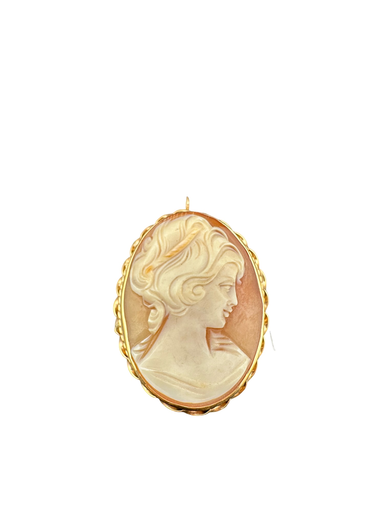 14k Yellow Gold Vintage Brooch Pin Pendant With Cameo Shell Women's (1 of 4)
