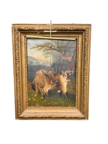 Stunning antique cow painting in beautiful frame