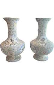 Pair of Vintage Chinese Enamel Vases