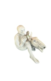 Charleston Artist Aggie Zed Bisque Pottery Man With Horse