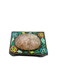 Vintage Jade and enamel matchbox holder