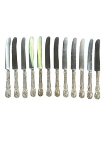 Set of 12 Sterling Silver Gorham "Paris" Pattern Butter Knives Mono