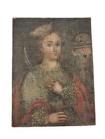 Antique Peruvian Colonial Santos Oil Painting