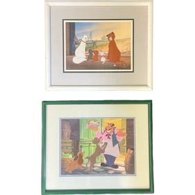 Disney Lady and The Tramp and Aristocats Framed Exclusive Commemorative Lithograph 1996