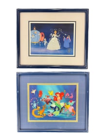 Ariel and Cinderalla Disney Exclusive Commemorative Lithographs Set of 2