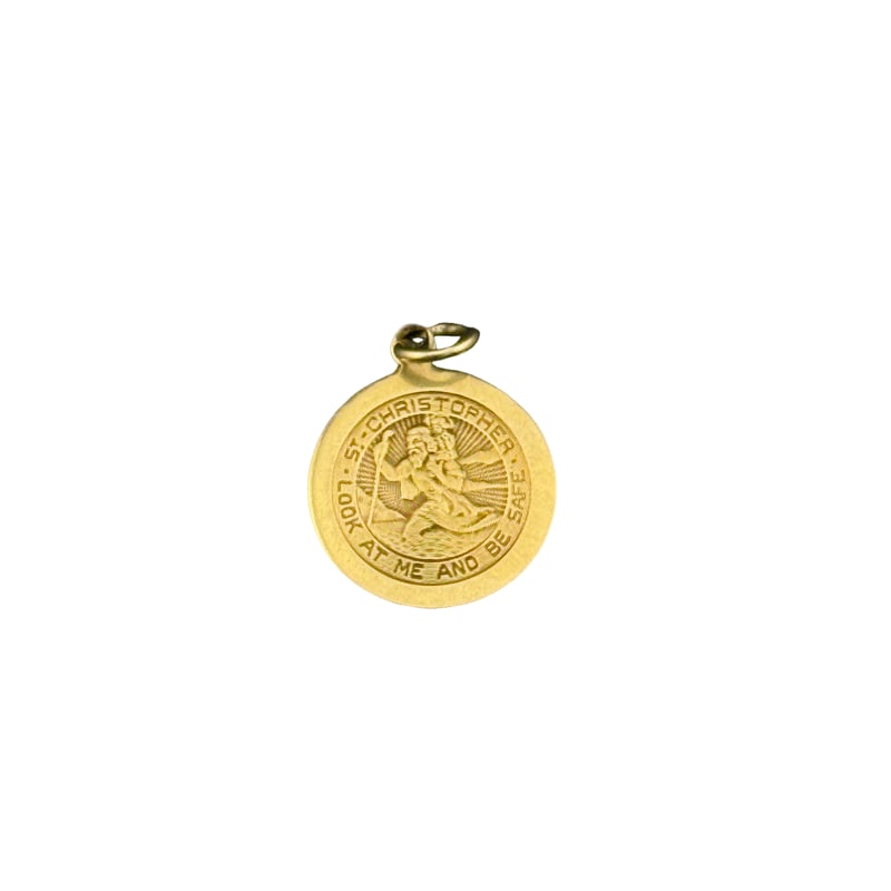14K Gold Saint Christopher Charm - Look At Me And Be Safe (1 of 2)