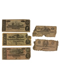 Lot of Civil War Confederate Money Bank Notes/Bills