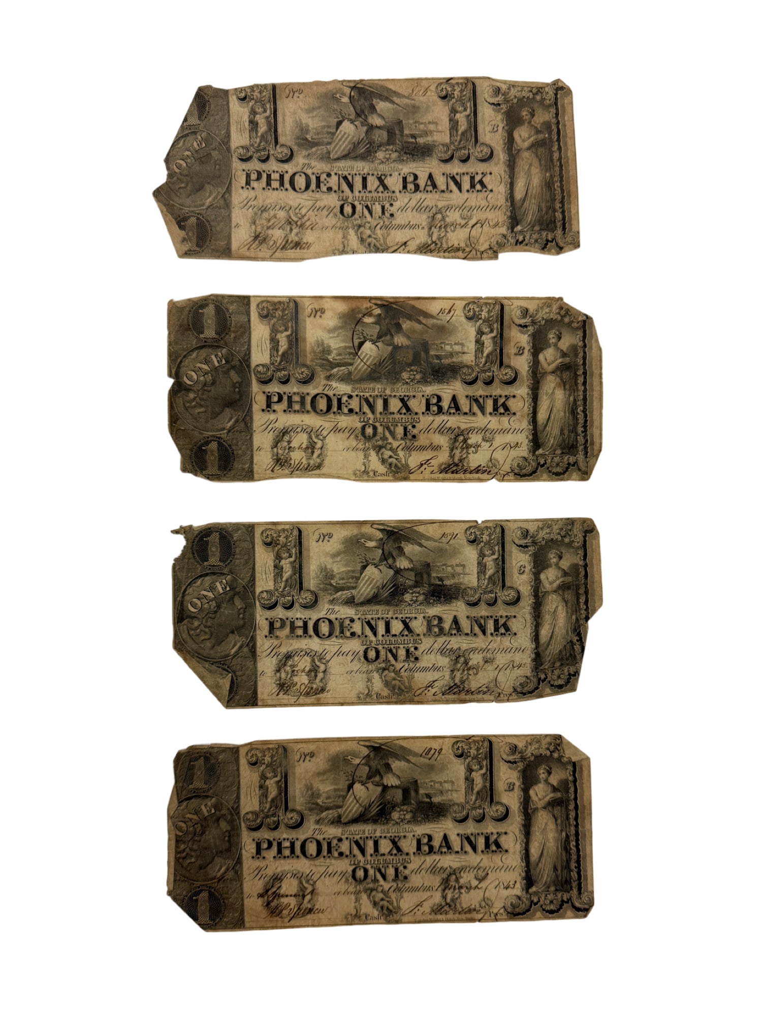 Lot of Georgia Phoenix Bank Banknotes: PLEASE READ: If you win this item, please select self arranged for in house shipping when paying invoice Lot of Georgia Phoenix Bank Banknotes These are one dollar bills from The State of Georgia Phoe