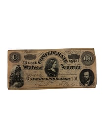 Civil War Confederate Money Banknote/Bill