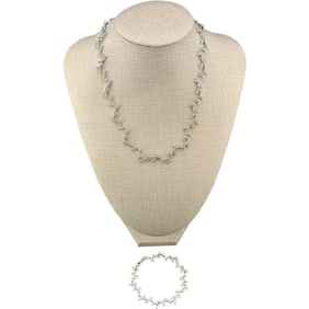 Nadri Leaf and Vine Crystal Necklace and Bracelet