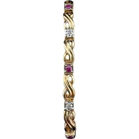 Yellow Gold over Sterling Silver Ruby Tennis Bracelet