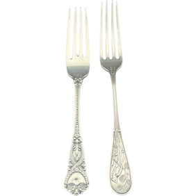 Antique Tiffany And Co Sterling Silver Forks - Saint James and Audubon
