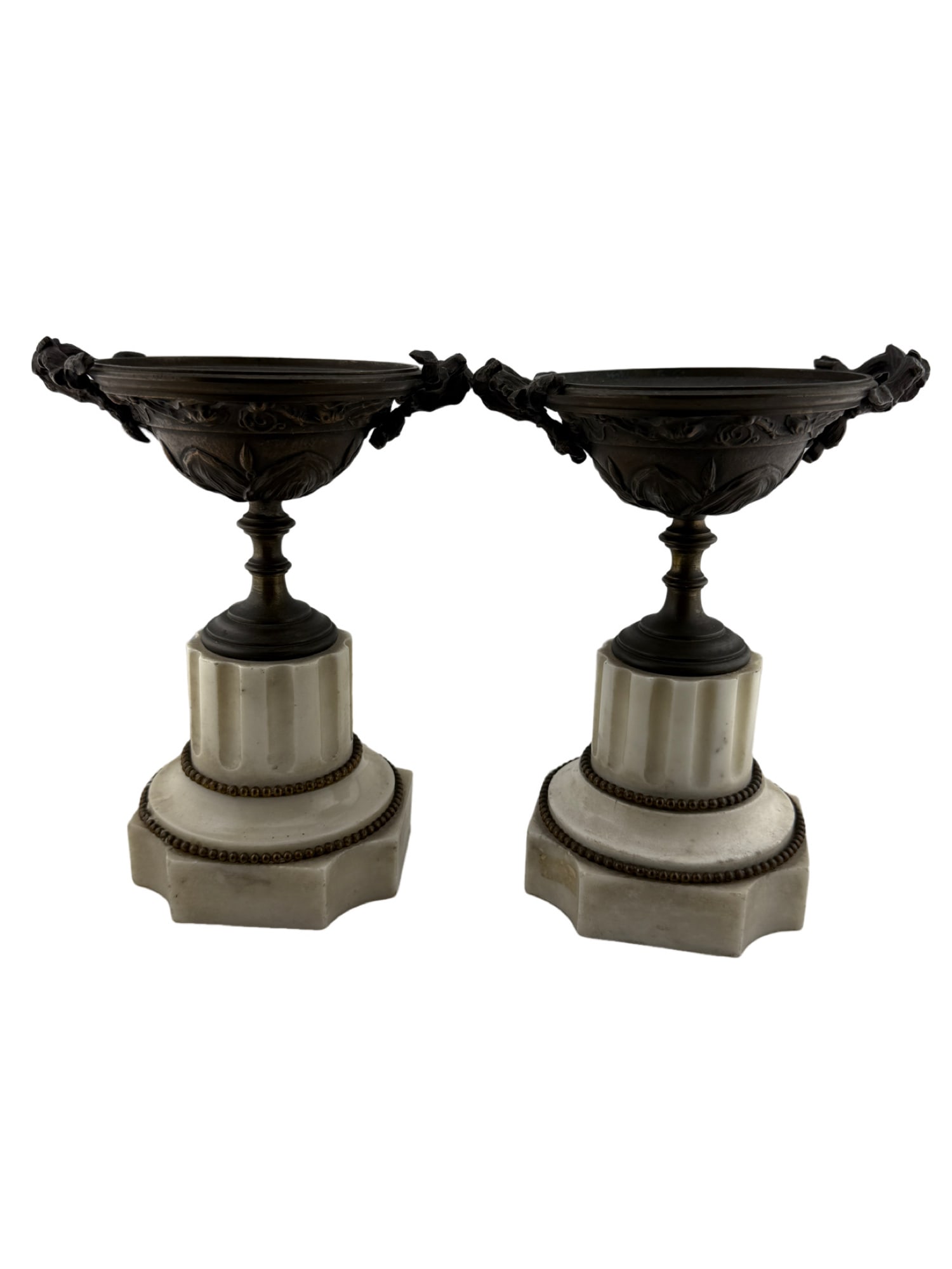 Pair of Empire Style Bronze and Marble Tazzas (1 of 7)