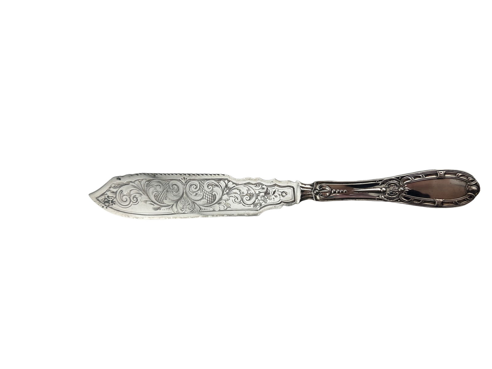 Albert Coles Sterling Silver Cake Saw Serrated Blade Pheasant Design (1 of 5)