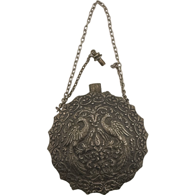 Antique / Vintage ? Silver Repousse Powder Flask (1 of 4)