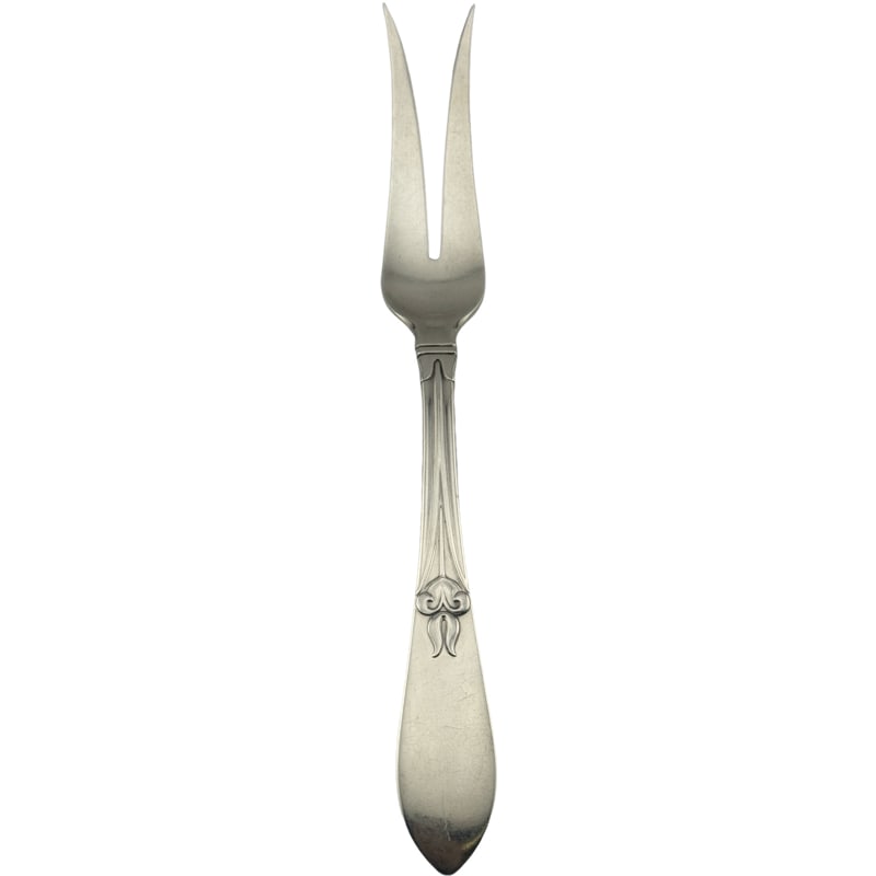 Frank Smith Sterling Silver Two Prong Tulipan Meat / Pickle Fork: PLEASE READ: If you win this item, please select self arranged for in house shipping when paying invoice Frank Smith Sterling Silver Two Prong Tulipan Meat / Pickle Fork 8.75" 74 grams