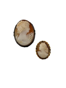 Sterling Silver and 12k Gold Filled Cameo Brooches
