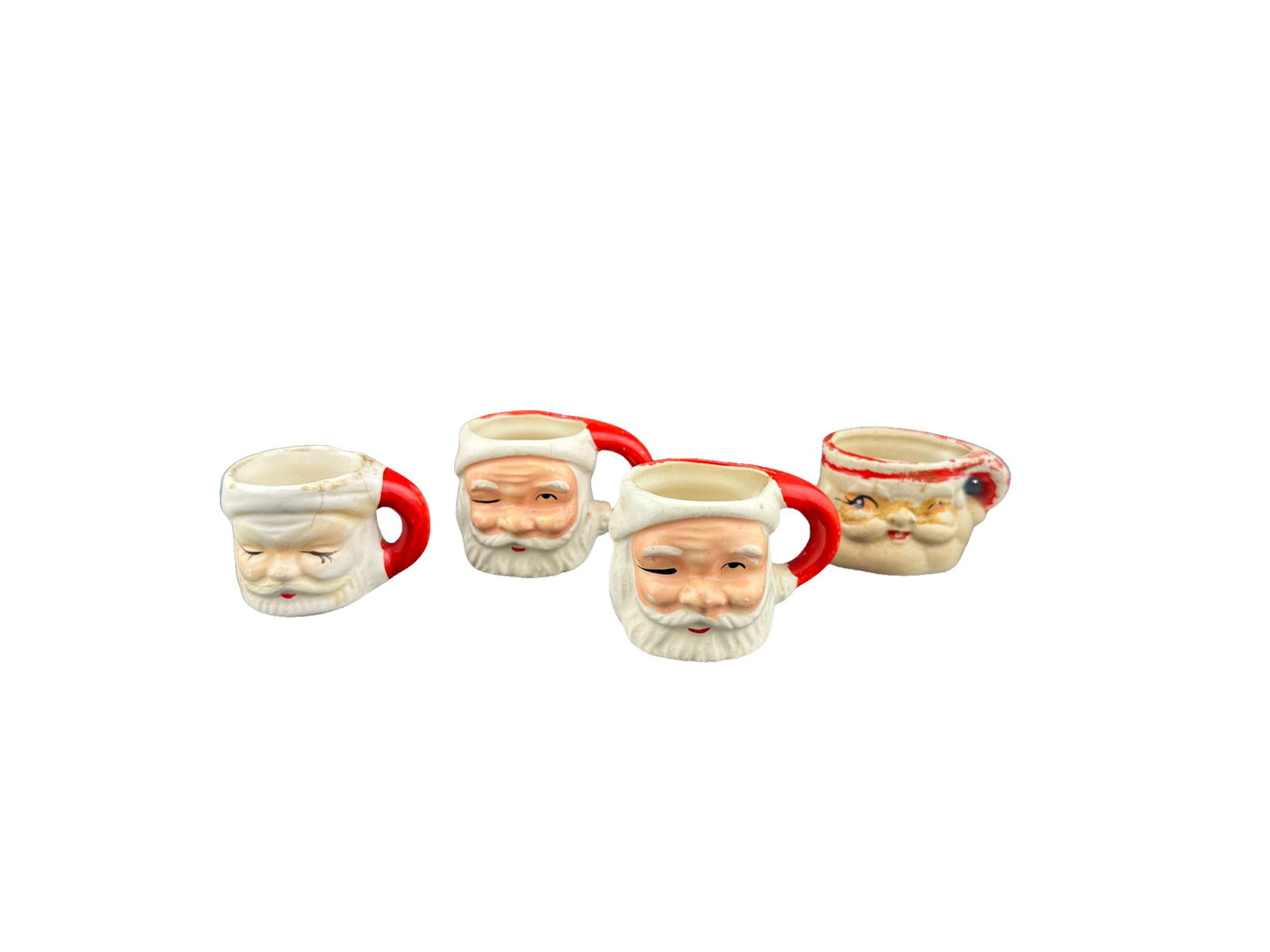 4 Vintage Ceramic Mini Santa Mugs Made in Japan 1.5": PLEASE READ: If you win this item, please select self arranged for in house shipping when paying invoice Vintage Ceramic Mini Santa Mugs Made in Japan 1.5"