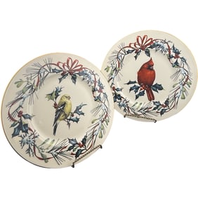 Two Lenox Winter Greetings Goldfinch by Catherine McClung