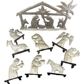 Hand Crafted Haitian Cut Metal Nativity Set
