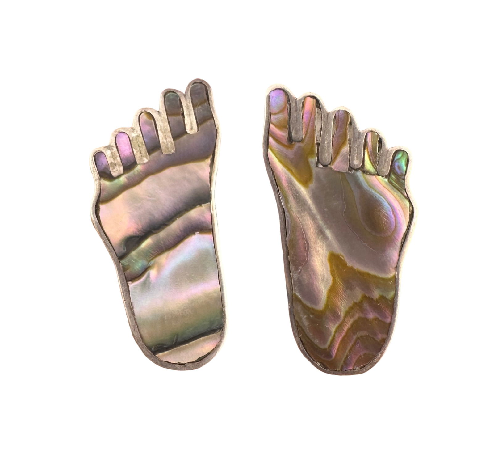 Vintage 925 Sterling Silver Abalone Shell Made in Mexico Feet Foot cufflinks (1 of 5)