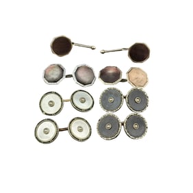Lot of Art Deco Mother of Pearl Cufflinks - Belais, Krementz, Swank
