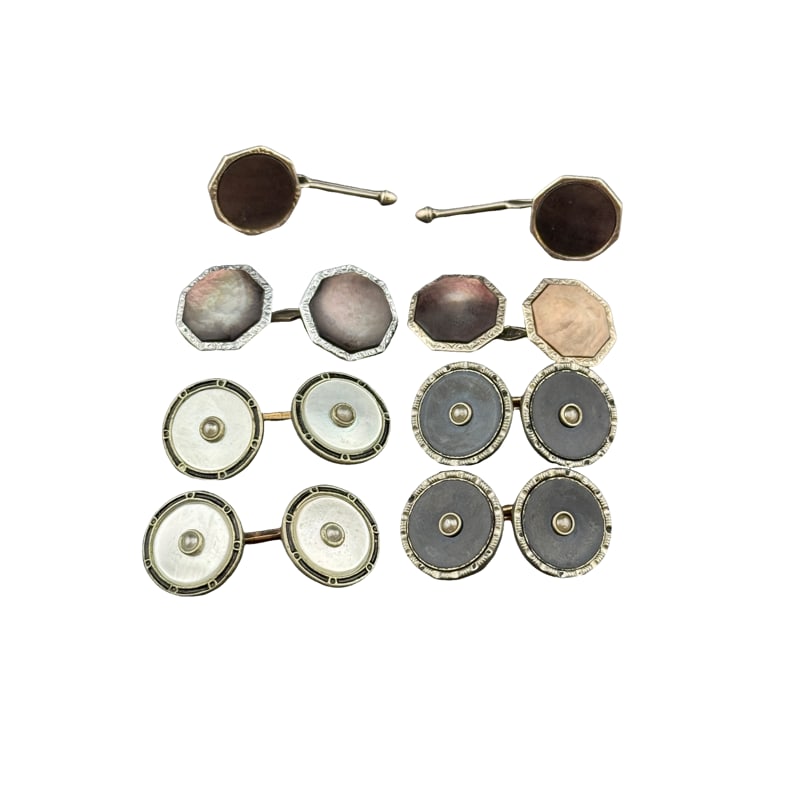 Lot of Art Deco Mother of Pearl Cufflinks - Belais, Krementz, Swank: PLEASE READ: in house shipping If you win this item, please select self arranged for in house shipping when paying invoice Lot of Art Deco Mother of Pearl Cufflinks - Belais, Krementz, Swank