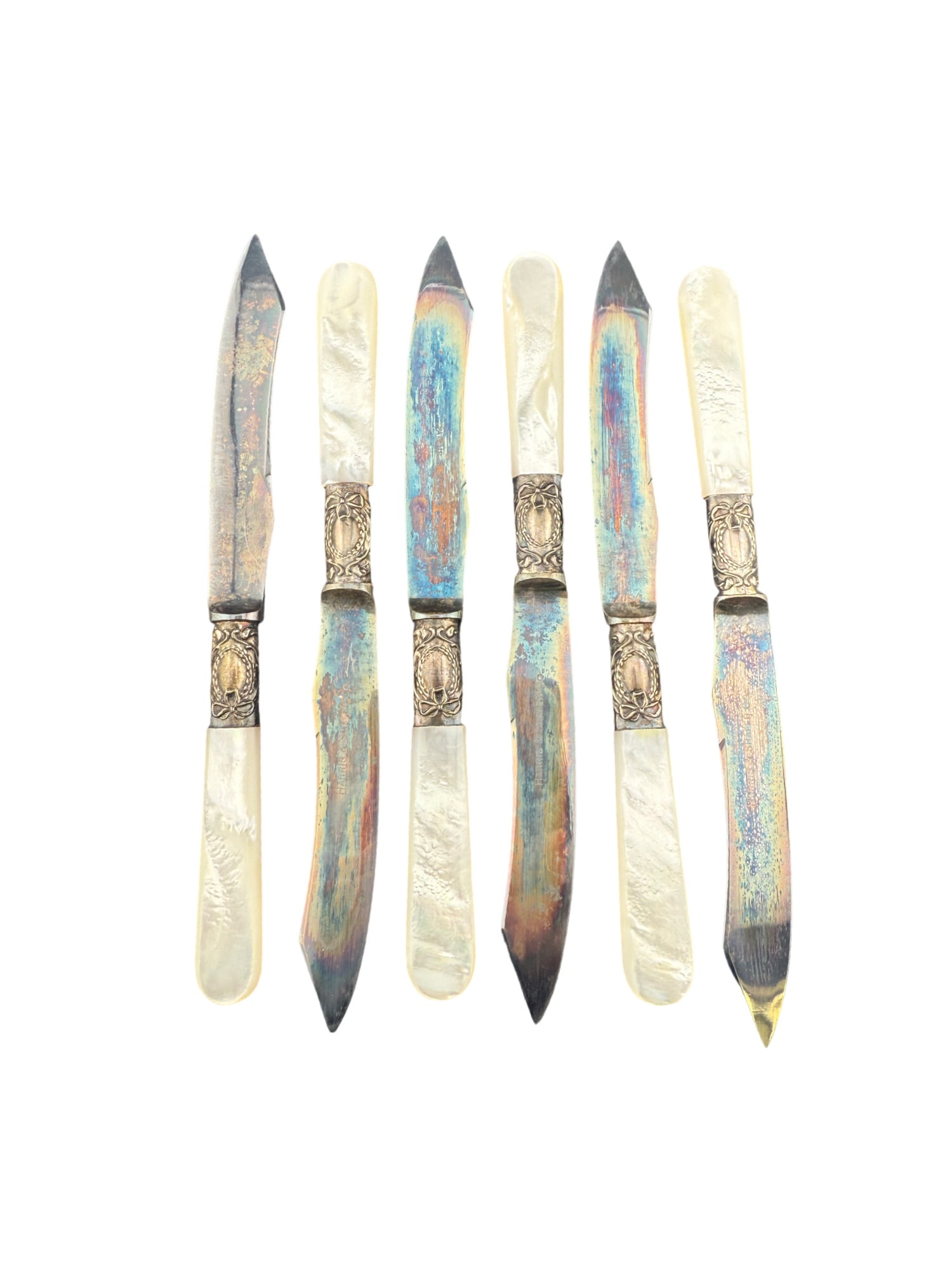 Harris & Shafer Co. Sterling Silver and Mother of Pearl Knives Set of 6 (1 of 5)