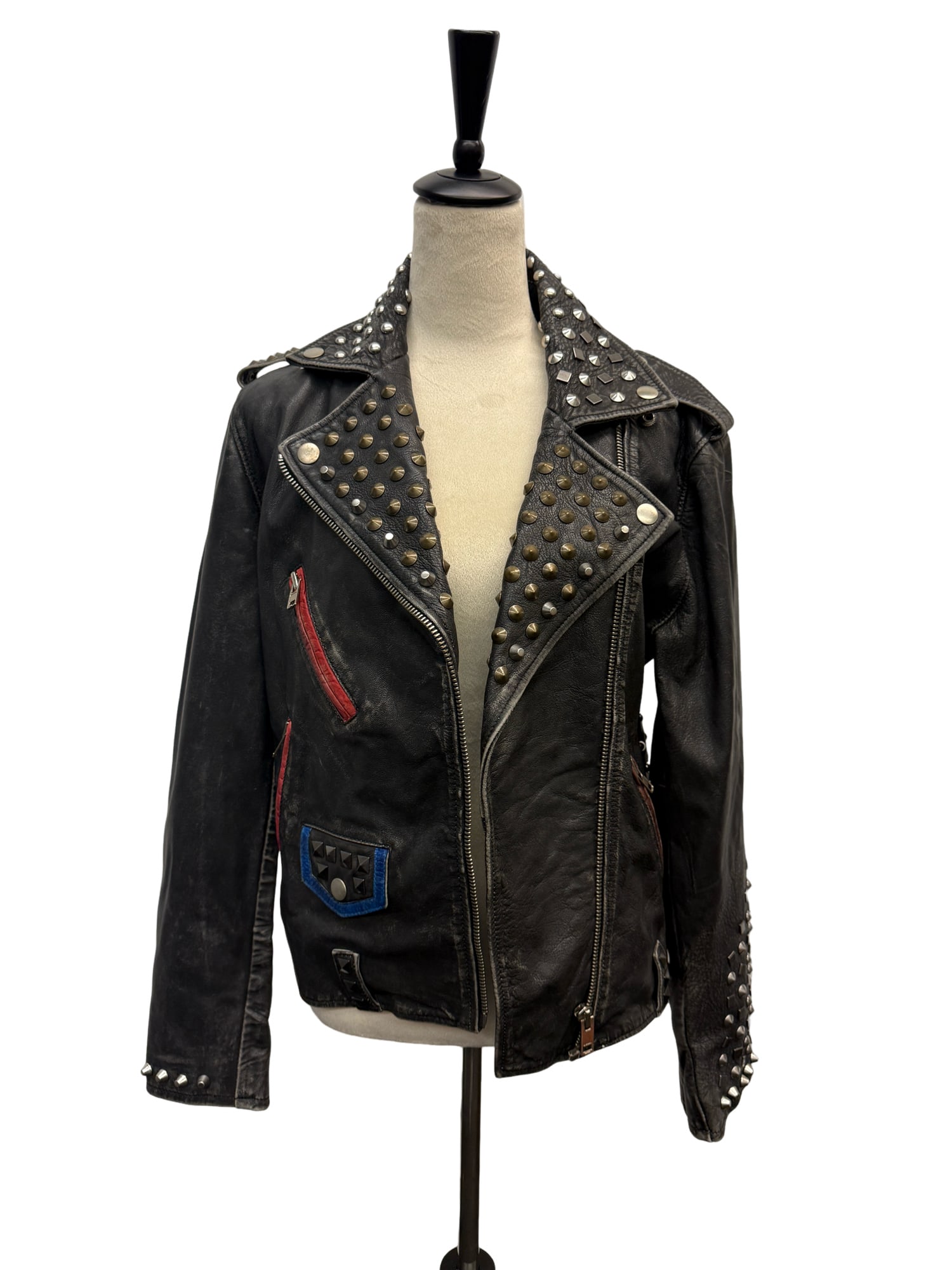 Diesel Spiked Leather Jacket: PLEASE READ: in house shipping If you win this item, please select self arranged for in house shipping when paying invoice Diesel Spiked Leather Jacket Length: 24" Shoulder to shoulder: about 18" Arm
