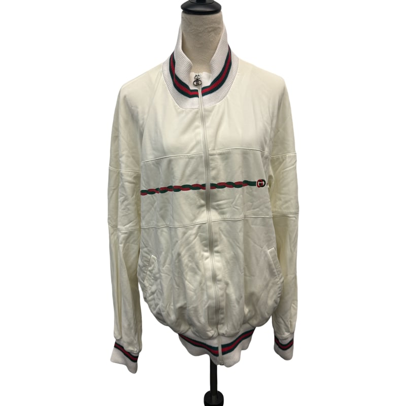 Vintage Gucci Zip Up Track Jacket: PLEASE READ: in house shipping If you win this item, please select self arranged for in house shipping when paying invoice Vintage Gucci Zip Up Track Jacket 31"L shoulder to shoulder 16" arm length 28