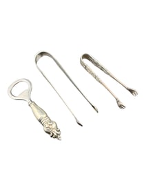 Sterling Silver Tongs and Bottle Opener