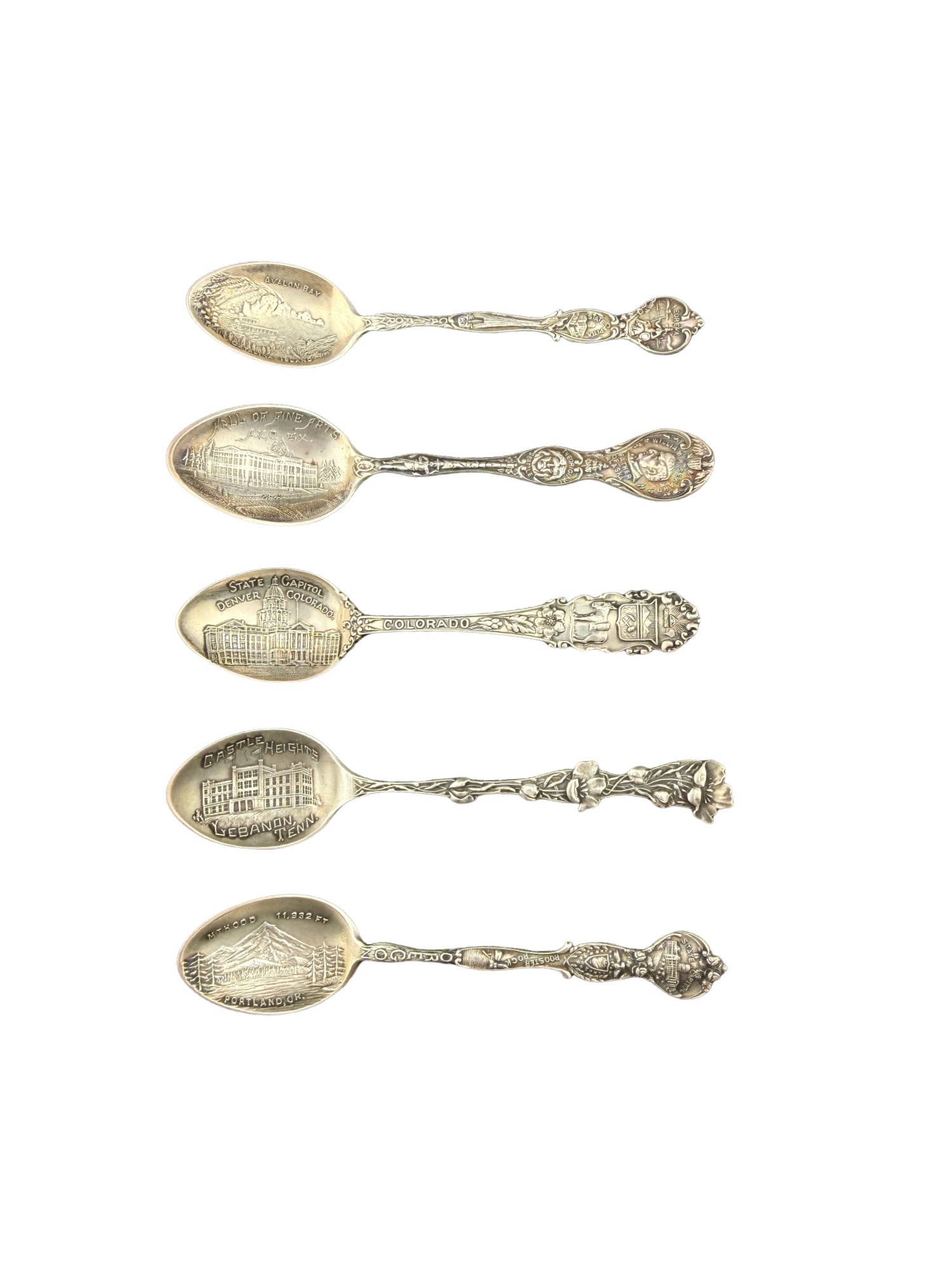 Set of 5 Sterling Silver Souvenir Spoons (1 of 7)