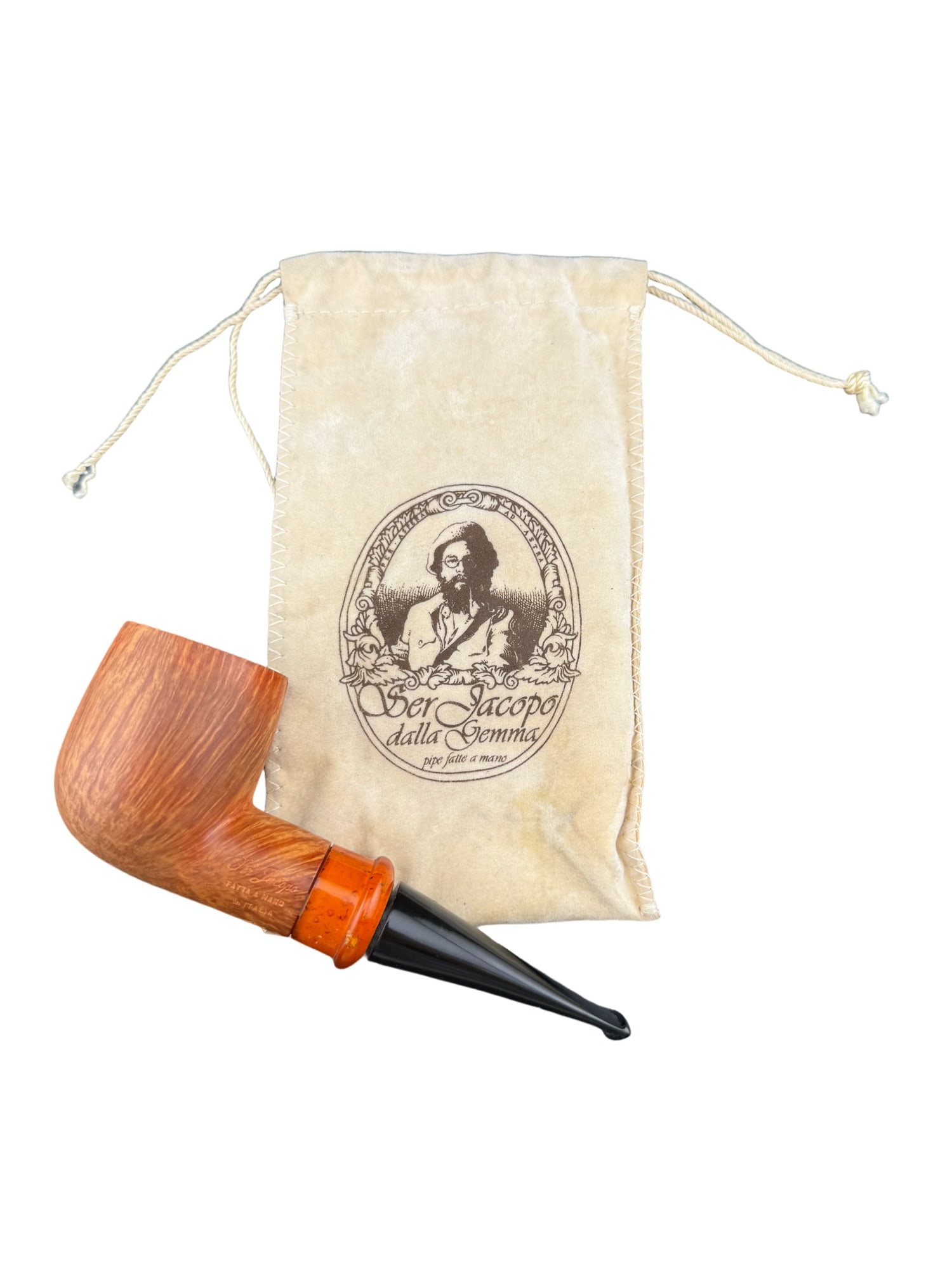 Ser Jacopo Fatta A Nano Per Aspera Ad Astra Pipe with Bag: PLEASE READ: in house shipping If you win this item, please select self arranged for in house shipping when paying invoice Ser Jacopo Fatta A Nano Per Aspera Ad Astra Pipe with Bag 5.5" used