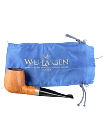 W. Ø. Larsen Straight Grain Pipe with Sterling Silver Band and Bag