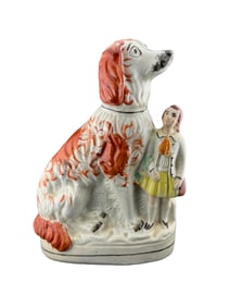 Staffordshire Afghan with Girl Porcelain Statue