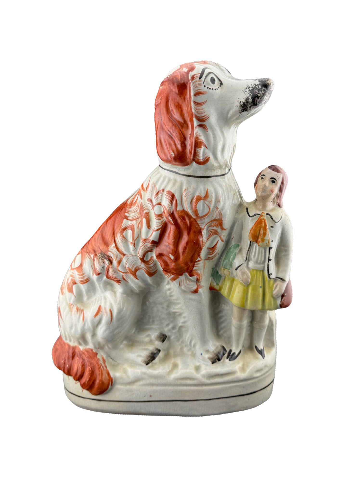 Large Staffordshire Afghan with Girl Porcelain Statue (1 of 9)