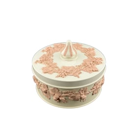 Wedgwood Embossed Pink Queensware Covered Box