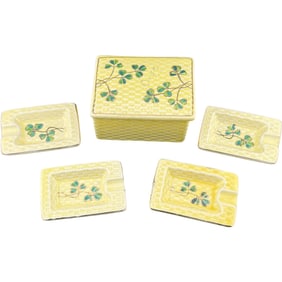 Porcelain Made In Occupied Japan Ashtrays and Matching Trinket Dish