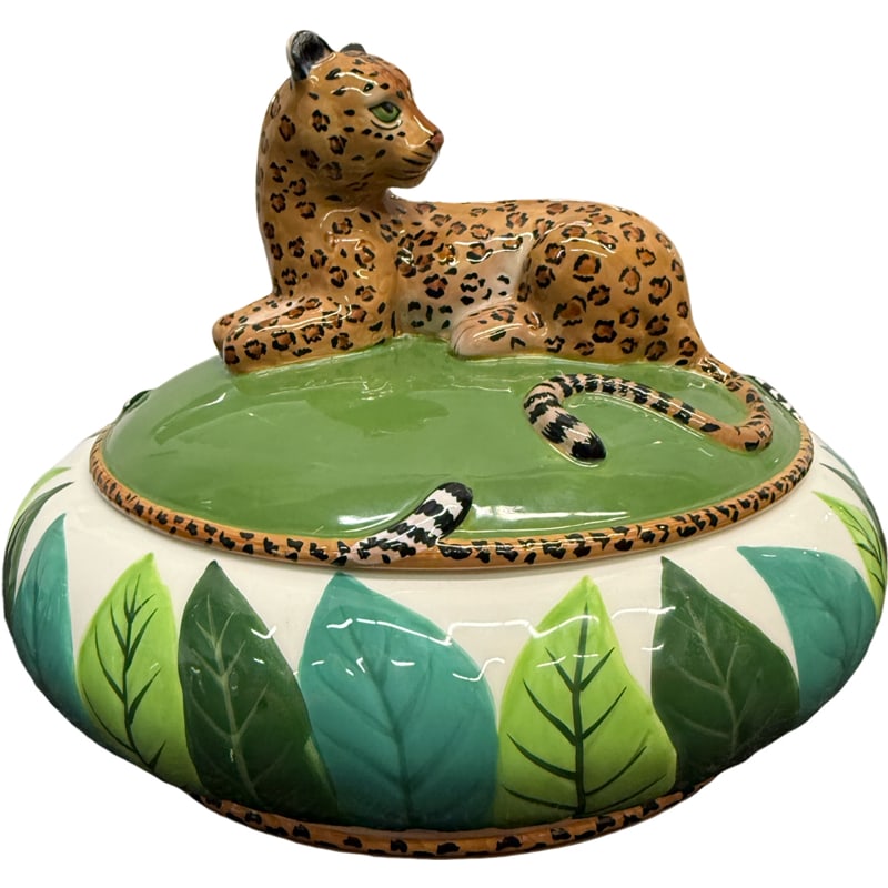 Lynn Chase "Jungle Jubilee" Jaguar Tureen: **OUT OF HOUSE SHIPPING 9.5"H x 34" Circumference