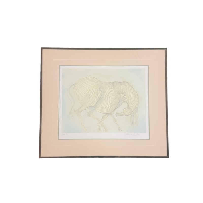 Guillaume Azoulay "Blue Horse" Lithograph 102/300: **OUT OF HOUSE SHIPPING frame: 26" x 30.25" sight: 15.5" x 20"