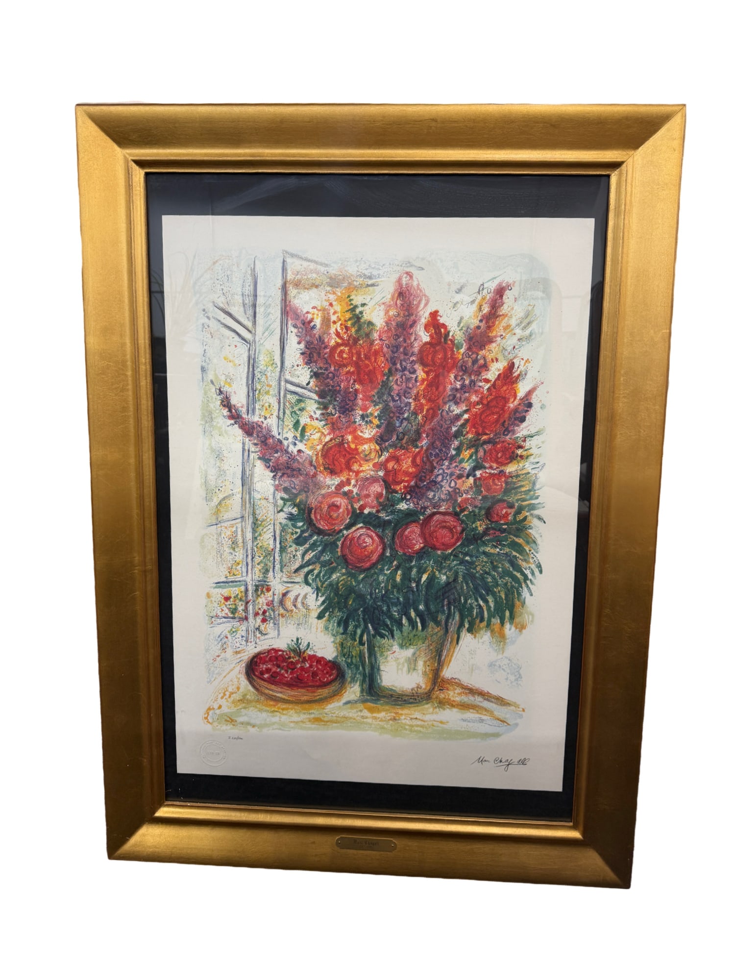 "Bouquet with Bowl of Cherries" Lithograph by Marc Chagall 256/500 with COA (1 of 9)